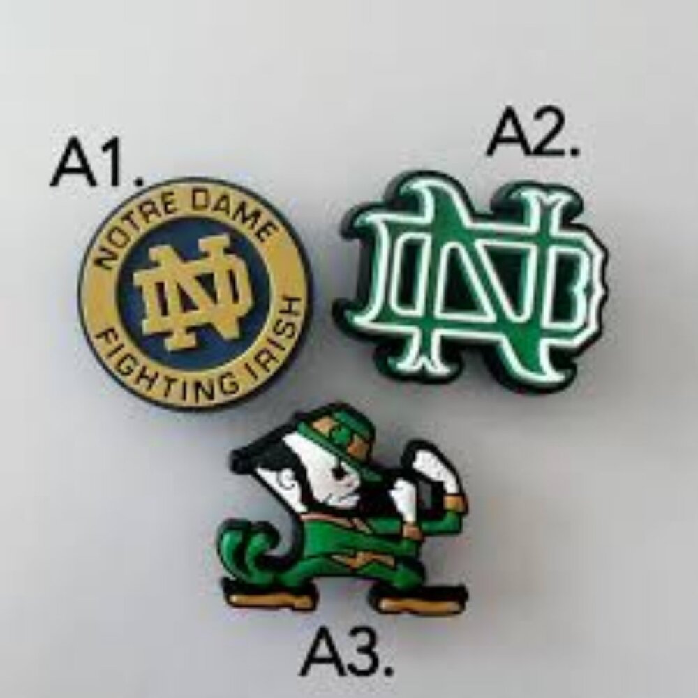 NOTRE DAME FIGHTING IRISH SET OF 3 SHOE CHARMS FOR CROCS